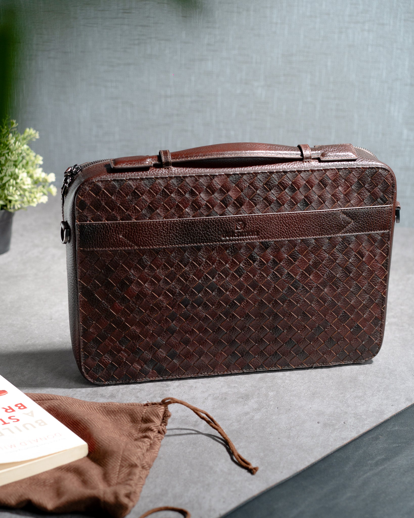 The Dutchcase – Executive Braided Leather Briefcase Bag ( oxred