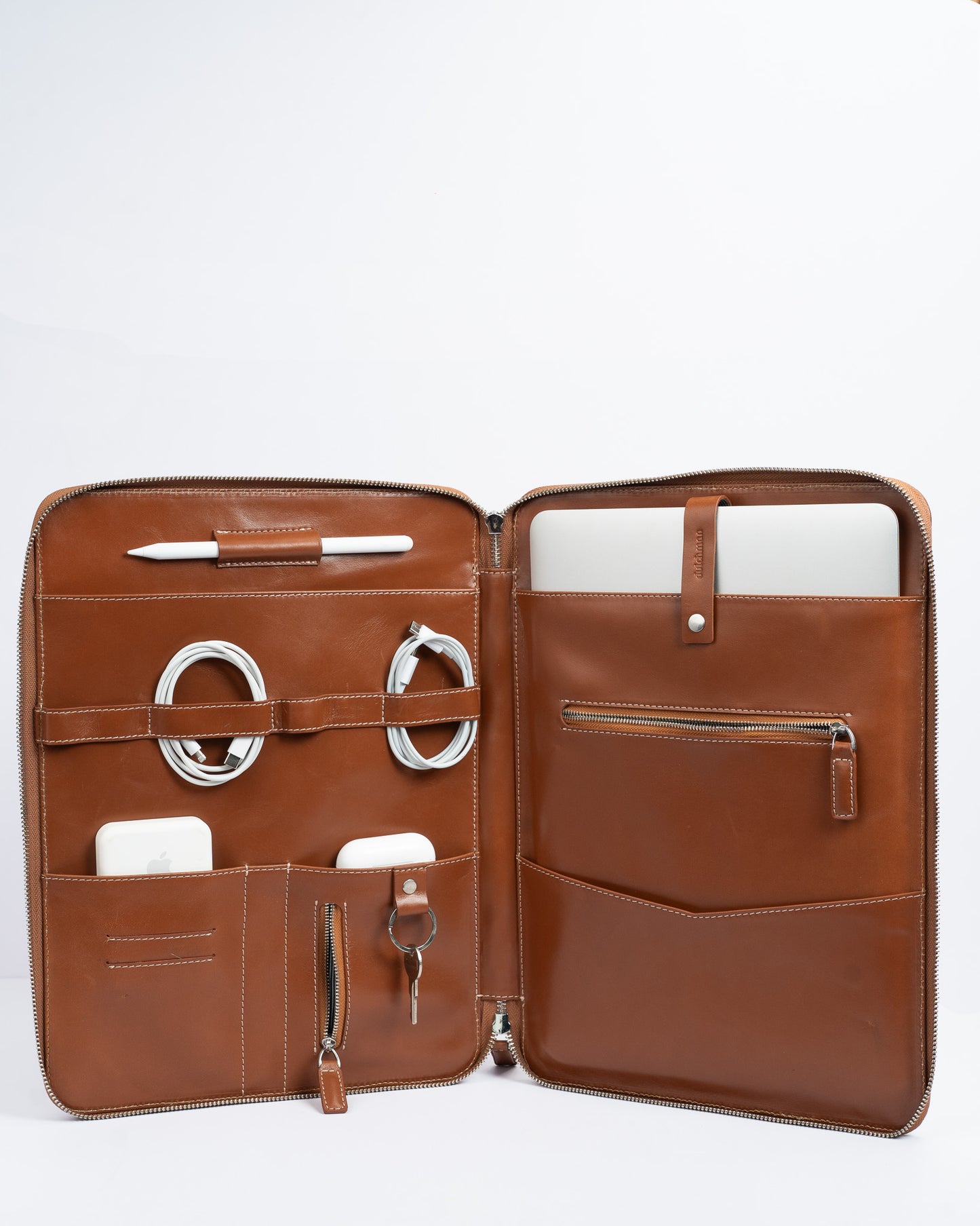 The Stack : Laptop Organizer in Tan by Dutchman