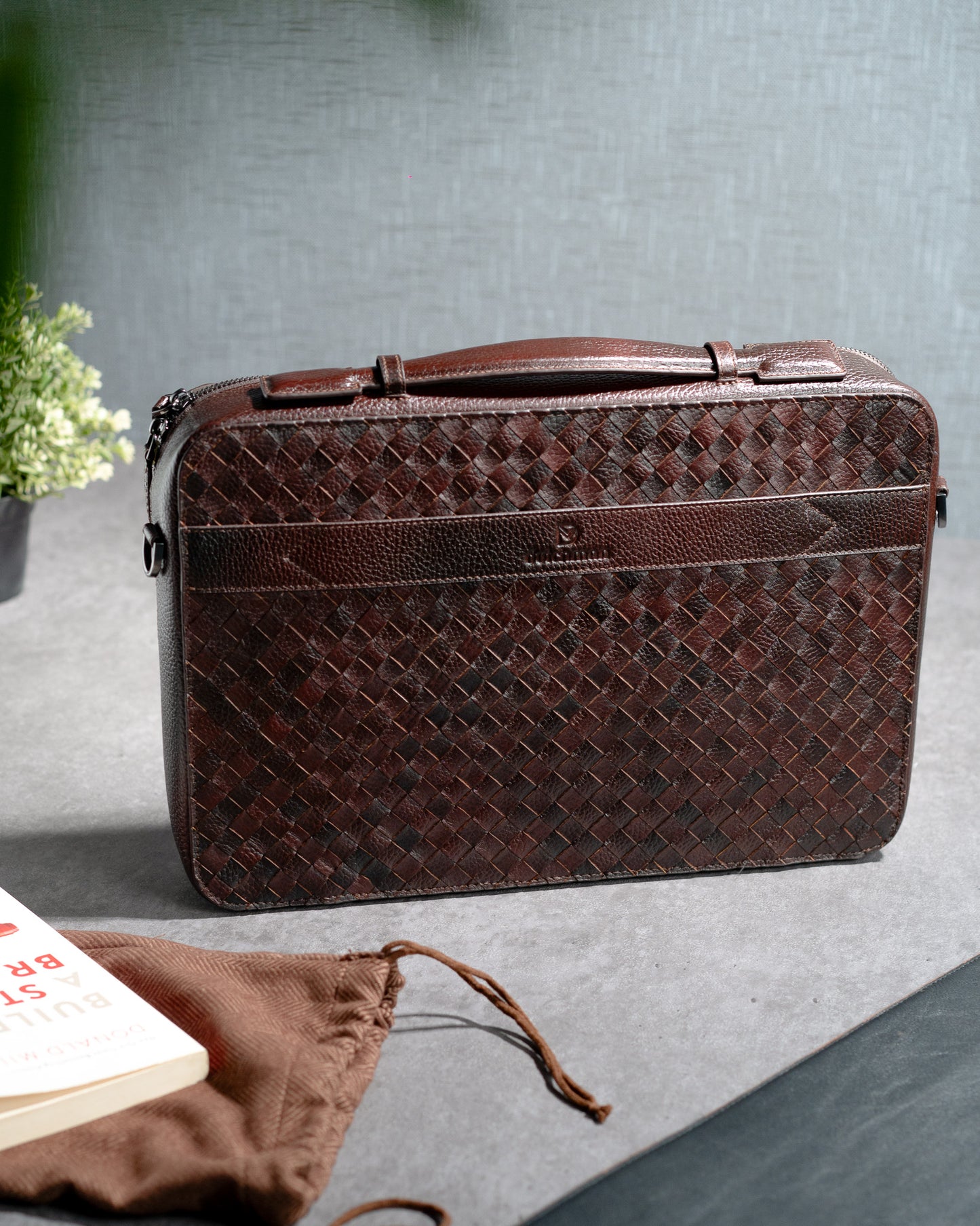 The Dutchcase – Executive Braided Leather Briefcase Bag ( oxred )